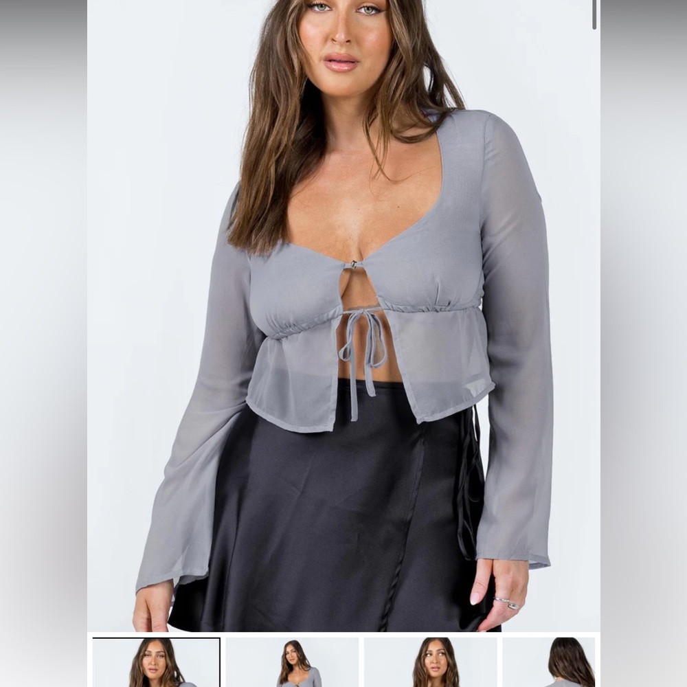 PRINCESS POLLY KENNEY LONG SLEEVE TOP STEEL
